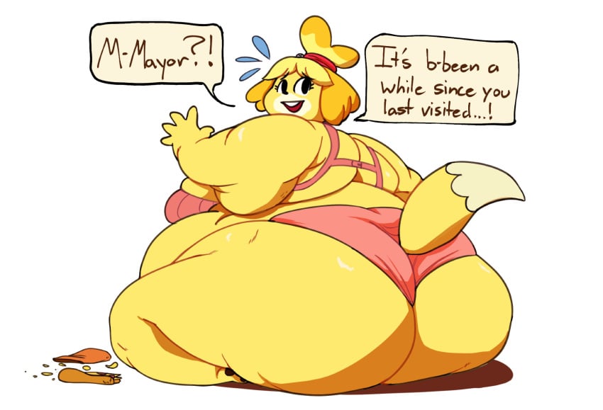 animal_crossing bbw big_ass big_breasts breasts bubble_butt female huge_ass huge_breasts isabelle_(animal_crossing) kaboodledoodles overweight thick_thighs wide_hips