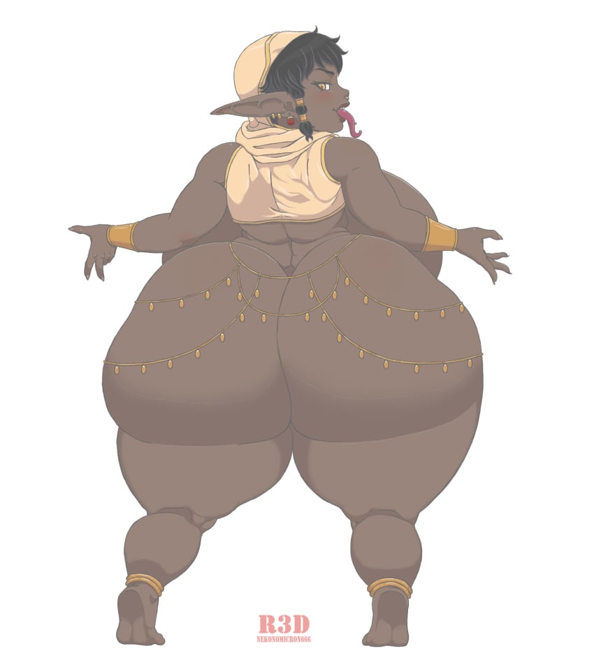 brown_skin goblin goblin_female huge_ass huge_breasts monster monster_girl nekonomicron666 pussy shortstack thick_ass