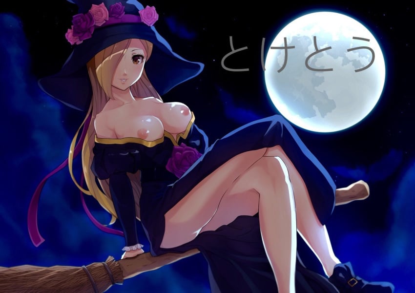 1girls blonde_hair breasts celeste_(vainglory) female female_only nipples solo text vainglory witch