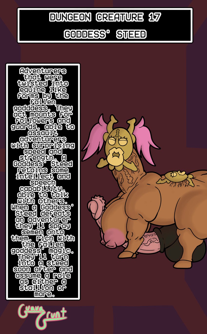 1futa 2d all_fours big_ass big_balls big_breasts big_lips big_penis character_profile character_sheet corruption dorse equine_genitalia equine_penis futa_only futanari gold_jewelry guavagrunt hooves horse_penis horsecock horsecock_futanari huge_ass huge_balls huge_breasts huge_lips mask monster monster_girl nipples nude nude_futanari original pink_body pink_hair queen's_stallion simple_background solo_futa tan_skin text thick_thighs thighs twintails veiny_penis