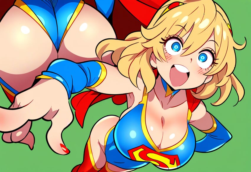 ai_generated alien alien_girl alternate_costume ass big_ass big_breasts blonde_hair curvaceous curvy dc dc_comics female female_focus kryptonian leotard mullon novelai solo supergirl supergirl_(series) superheroine superman_(series) wide_hips