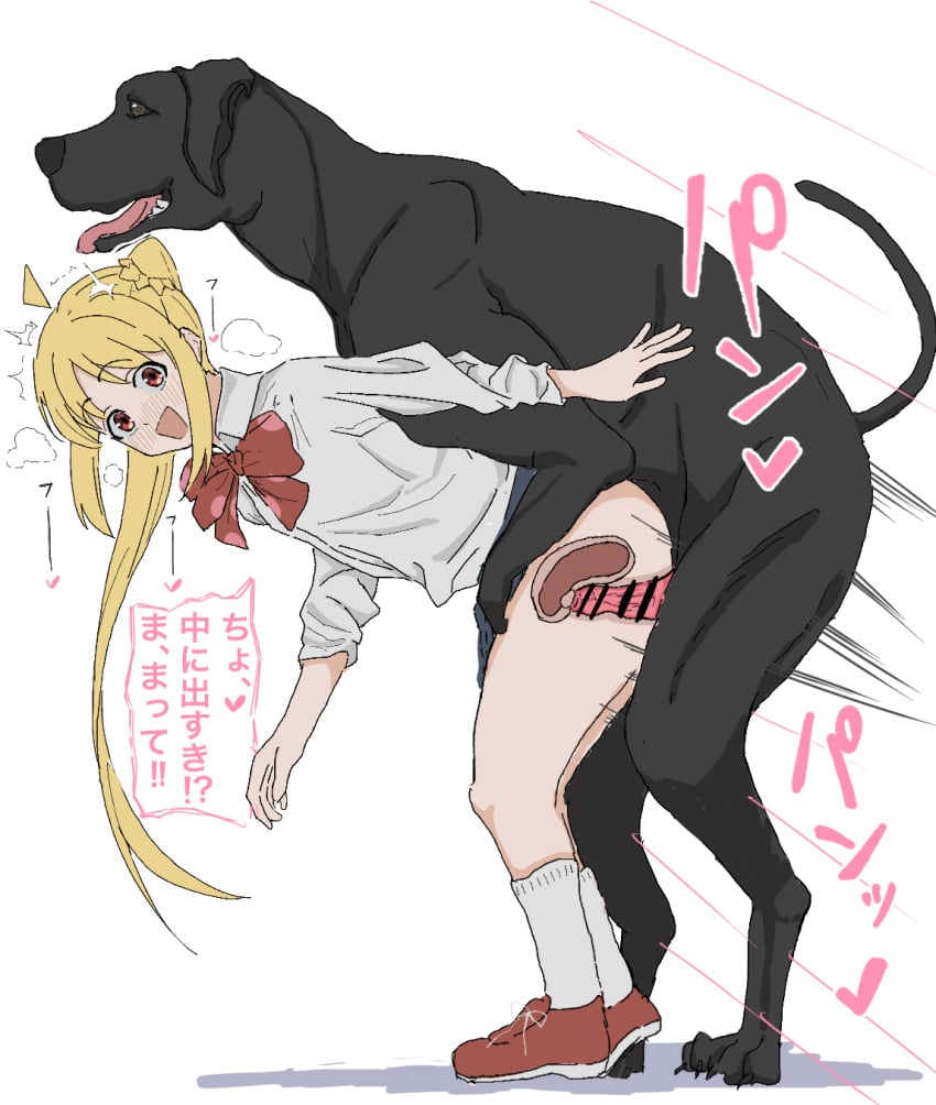 1dog 1girls animal_genitalia animal_penis artist_request ass ass_up bar_censor blonde_hair bocchi_the_rock! breasts canine canine canine_penis censor_bar censored cervix clothing color dog_penis doggy_style domestic_dog happy ijichi_nijika interspecies japanese_dialogue japanese_text knot knotted_penis knotting legs light-skinned_female looking_at_viewer penetration penetration_from_behind penis penis_in_pussy ponytail red_eyes scarf school_uniform sex sex_from_behind skirt small_breasts socks surprised text thick_thighs thighs translation_request uterus vagina vaginal_penetration vaginal_penetration womb x-ray zoophilia zoophilia