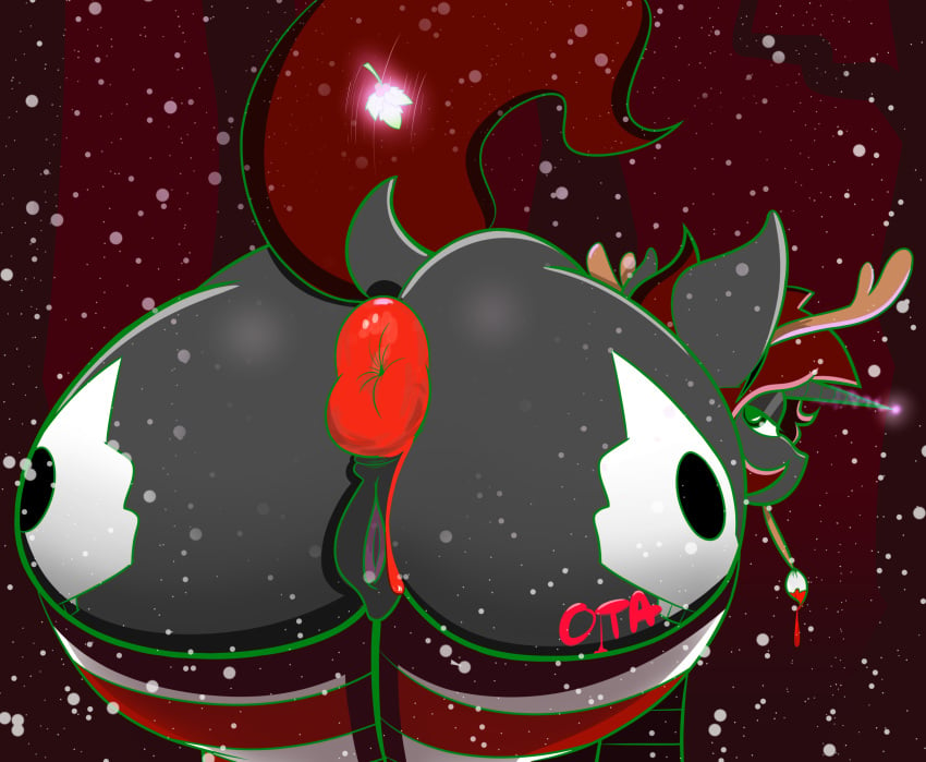 anus ass big_butt christmas clothing eyeshadow female forest fur grey_fur holidays legwear magic makeup mistletoe my_little_pony no_humans ota_(artist) paint plant puffy_anus pussy rose_blossom snow solo stockings tree