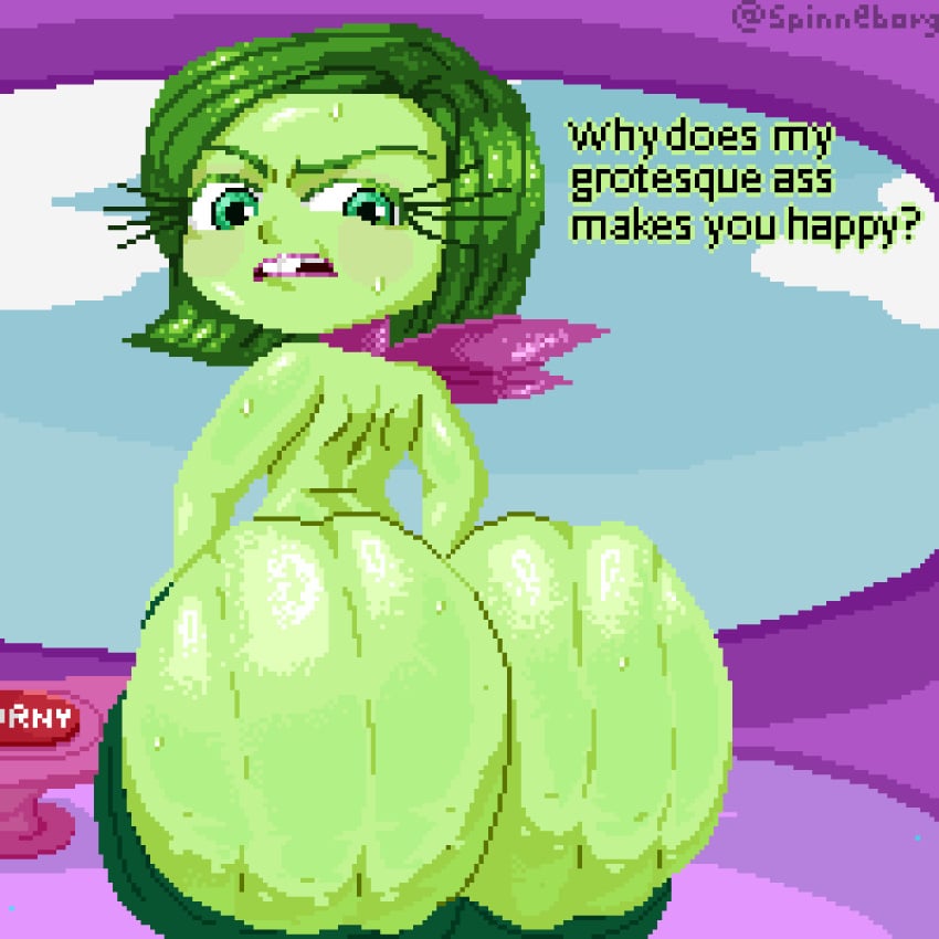 1girls animated animated_gif anus ass ass_clapping big_ass bouncing_ass bubble_butt clapping_buttocks dat_ass disgust_(inside_out) fat_ass female female_only gif green_eyes green_hair green_skin huge_ass inside_out jiggle jiggling_ass large_ass looking_at_viewer looking_back mooning pixel_animation pixel_art pussy rippling_ass spinneborg sweat sweaty_ass sweaty_body text thick_ass thick_thighs twerking wide_hips