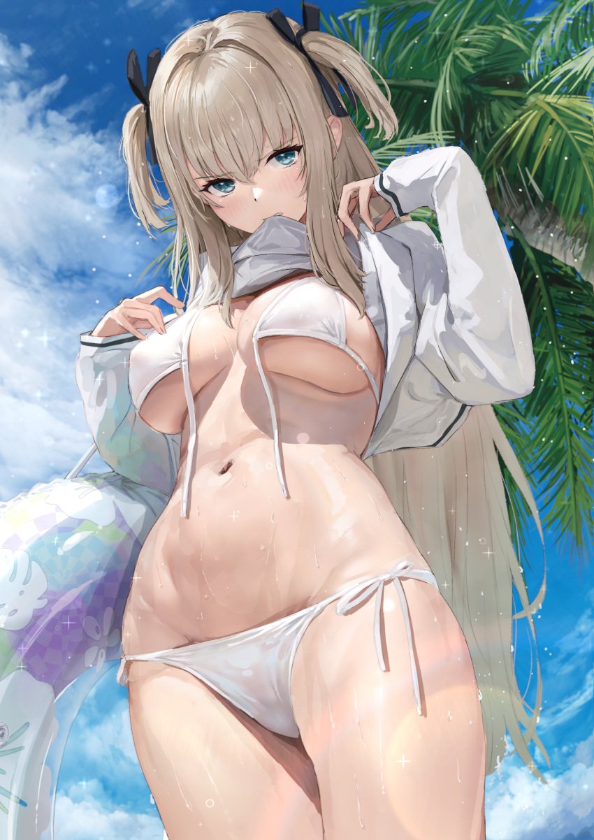 1girls absurd_res absurdres akita_hika akitahika44 areola_bulge bare_belly bare_chest bare_hips bare_legs bare_midriff bare_navel bare_skin bare_thighs belly belly_button bikini bikini_bottom bikini_only bikini_top blonde_eyebrows blonde_female blonde_hair blonde_hair_female blue_eyes blue_eyes_female blue_sky blush blush_lines blushing_female cleavage cleft_of_venus clouds day daylight daytime elbows exposed exposed_belly exposed_legs exposed_midriff exposed_thighs exposed_torso eyebrows_visible_through_hair female female_focus female_only female_torso fingernails fingers frown frown_eyebrows frowning frowning_at_viewer groin half_naked high_resolution highres hourglass_figure large_breasts legs light-skinned_female light_skin long_hair looking_at_viewer naked naked_female navel nipple_bulge nude nude_female original original_art original_artwork original_character original_characters outdoor outdoors outside palm_tree palm_trees pussy shiny_skin shirt shirt_lift shirt_lift_via_mouth shirt_lifted_by_self shoulders side-tie_bikini sky slender_body slender_waist slim_girl slim_waist solo standing string_bikini swimsuit swimwear thick_thighs thighs thin_waist twintails twintails_(hairstyle) underboob upper_body v-line wet wet_belly wet_bikini wet_body wet_breasts wet_clothes wet_clothing wet_face wet_hair wet_legs wet_pussy wet_shirt wet_skin wet_thighhighs wet_thighs white_bikini white_bikini_bottom white_bikini_only white_bikini_top white_shirt white_side-tie_bikini white_string_bikini white_swimsuit white_swimwear wide_hips