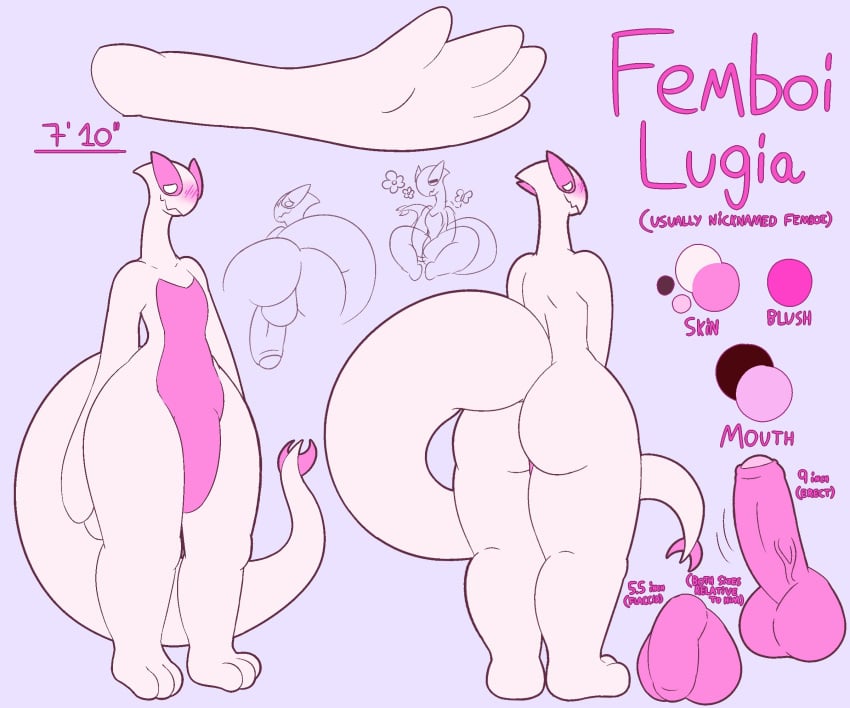 1boy 2019 alternate_color anthro anthrofied ass avian back big_ass big_penis big_tail blush chubby empty_eyes erection feet femboi_lugia femboy flaccid foreskin girly hi_res huge_ass huge_penis humanoid_penis legendary_pokémon lightningfire12 long_neck looking_back lugia male male_only mammal model_sheet nintendo nude original_character penis pink_skin pokemon pokemon_(species) pokemon_gsc solo standing tail testicles text thick_thighs trap uncut veins veiny_penis video_games white_skin wide_hips