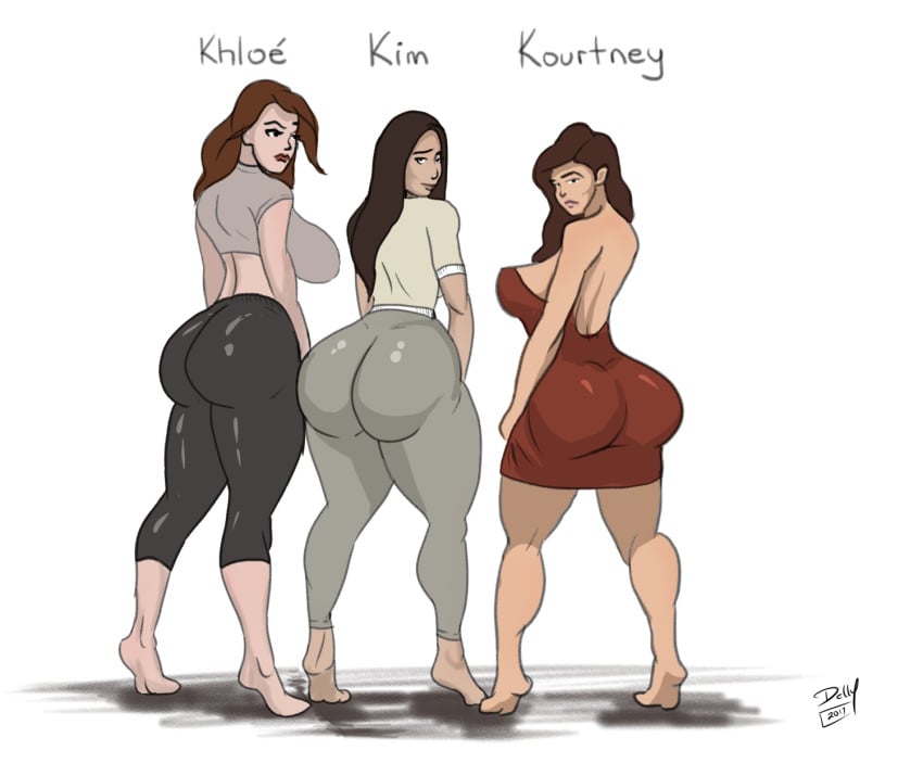 2017 3girls ass_in_dress barefoot brown_hair brunette celebrity clothed clothing commission dat_ass dated delly dress english english_text family female female_only full-length_portrait height_difference hips huge_ass human khloe_kardashian kim_kardashian kourtney_kardashian leggings long_hair looking_at_viewer milf multiple_girls pants real_person siblings sisters source_request text thick_thighs voluptuous watermark white_background wide_hips yoga_pants