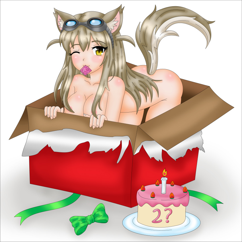 condom condom_in_mouth lily_the_fox_mechanic lost_pause nude wink