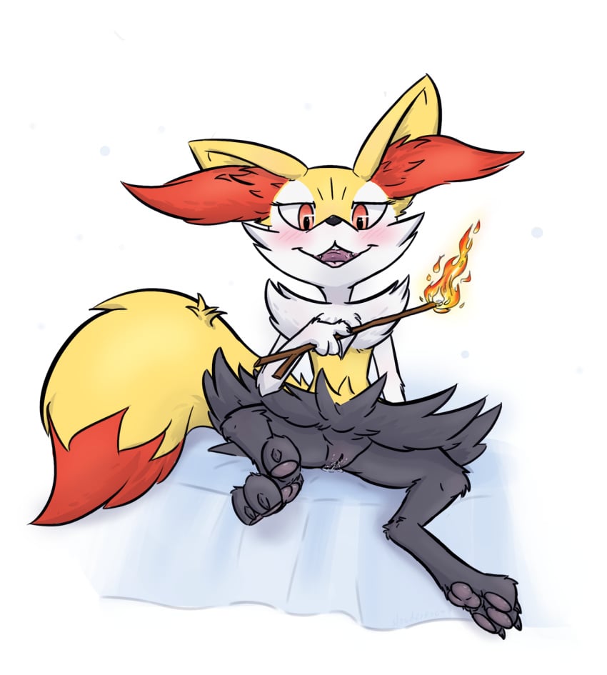 1girls braixen feet female fire foot_fetish fur furry looking_at_viewer mammal multicolored_fur nintendo open_mouth pawpads paws pokémon_(species) pokemon pokemon_(species) pokemon_xy presenting presenting_pussy pussy pussy_juice red_eyes sitting slowderpyguy solo spread_legs spreading teeth tongue tuft video_games