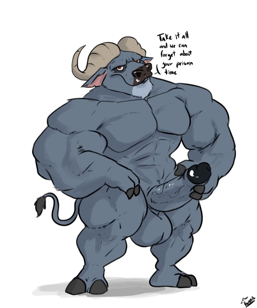 anthro balls bovine buffalo chief_bogo disney humanoid_penis male male_only mammal muscular penis solo uniparasite zootopia