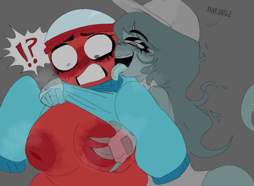 !? blushcrunch_studio confused connie_(dandy's_world) dandy's_world dandys_world ghost ghost_girl gigi_(dandy's_world) groping groping_breasts licking_cheek lifting_sweater pageeeeeeee questionable_consent roblox tongue tongue_out
