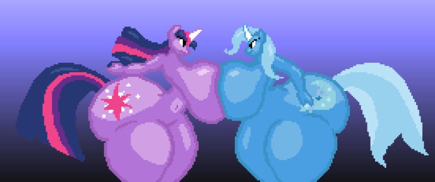 animated ass big_ass big_breasts breasts huge_ass huge_breasts my_little_pony pixel_animation pixel_art the_inclined_trunk trixie_(mlp) twilight_sparkle_(mlp)