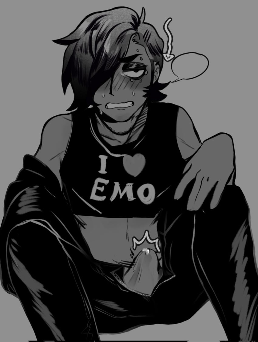 alternative_clothing emo evygur0_(artist) gay hard_on male_only matthew_patel precum scott_pilgrim scott_pilgrim_takes_off solo solo_male sweating