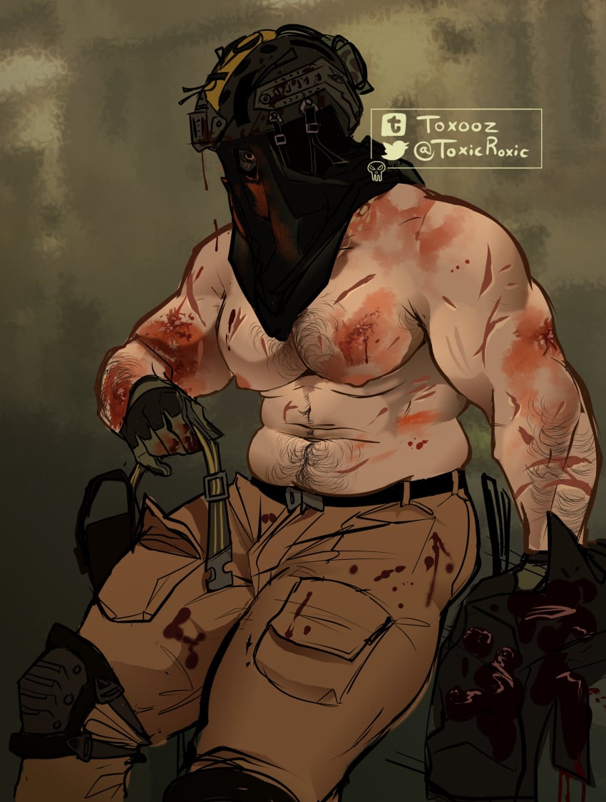 1boy abs activision bara biceps call_of_duty chubby clothing hairy_chest hotsatans könig konig male male_nipples male_only manly mask masked masked_male mature_male modern_warfare muscular_male nipples pecs