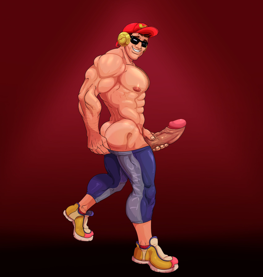 ass balls bara big_balls big_penis boner captain_falcon erection f-zero holding_penis male male_only muscles muscular nintendo penis penis_out shirtless smukt solo solo_male