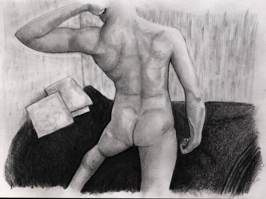 ass bed_buddy birthday_suit butt_focus cock_out english_guy english_male english_man gay gay_male hand_drawn handdrawn handdrawn_art male male_butt male_only naked naked_male no_visible_face no_visible_genitalia nude nude_male pencil pencil_(artwork) pencil_sketch self_upload sketches_by_adab