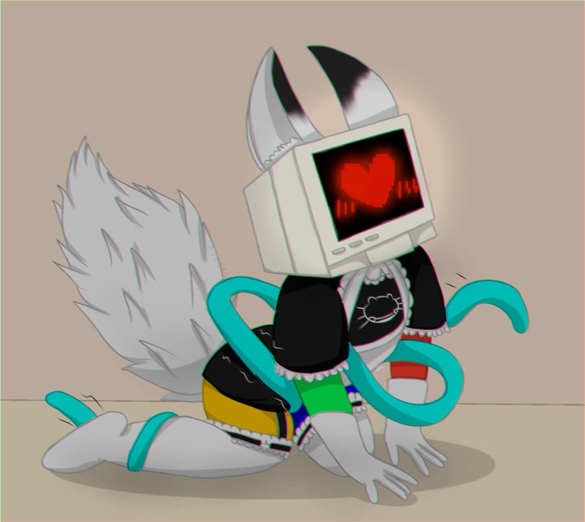 bending_over computer cyan_tentacles frantickbrute furry furry_tail maid maid_dress maid_outfit maid_uniform roblox roblox_avatar robloxian tentacle tentacle