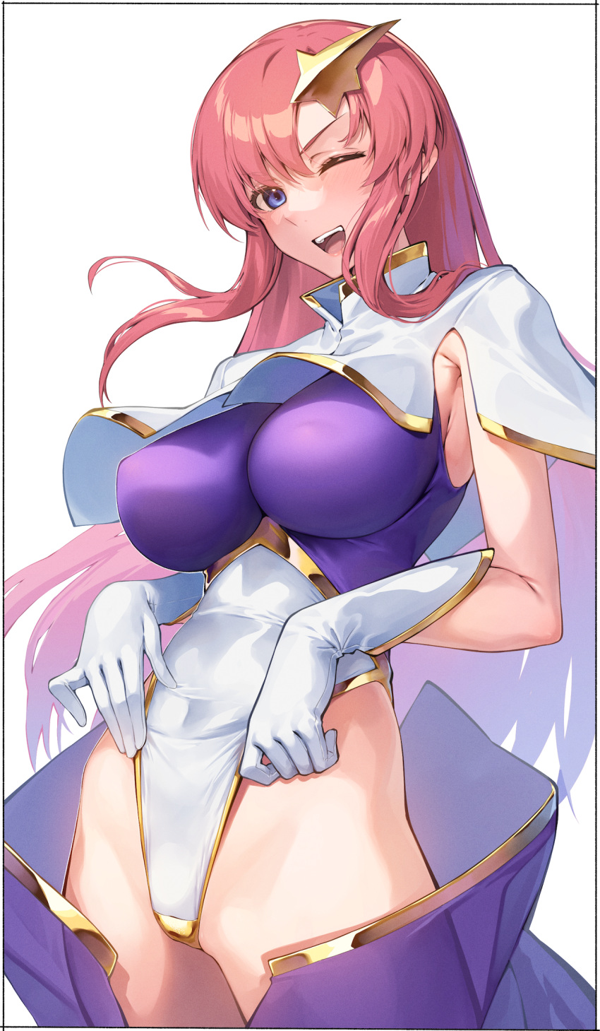 1girls areolae bare_thighs big_breasts blue_eyes blush busty elbow_gloves erect_nipples erect_nipples_under_clothes female female_focus female_only gloves gundam gundam_seed gundam_seed_destiny hair_ornament hi_res high_resolution highres kei_lori large_areolae large_breasts light-skinned_female light_skin long_gloves long_skirt meer_campbell nipple_bulge one_eye_closed open_mouth pale-skinned_female pale_skin perky_breasts pink_hair pinup revealing_clothes skimpy skimpy_clothes skirt smile smiling smiling_at_viewer solo solo_female solo_focus thick_thighs thighs tight_clothing very_high_resolution white_background white_gloves wink winking_at_viewer