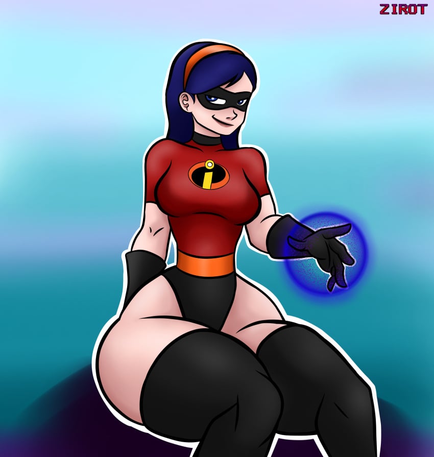 1girls aged_up bottom_heavy dark_hair female female_only heroine huge_ass huge_thighs masked masked_female sitting small_waist superheroine the_incredibles thick_legs thick_thighs thigh_highs thighhigh_boots thighhighs thighs tight_clothing violet_parr wide_hips zirot