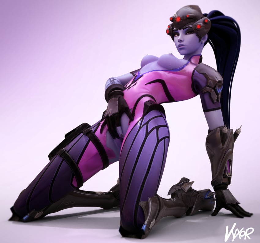 3d areolae blender breasts female female_only looking_at_viewer nipples overwatch pussy solo vyxor widowmaker