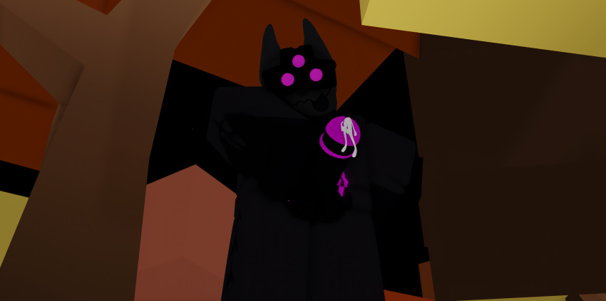 1boy 3d 3d_(artwork) artist_request big_penis black_fur cum ejaculation forest fur furry genitals goggles gootraxian hi_res kaiju_paradise looking_at_viewer male male_only masturbation nightcrawler_(kaiju_paradise) penis roblox roblox_game solo solo_focus source_request standing tongue tongue_out