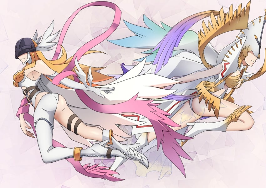 2girls angel angewomon angewomon_x artist_request digimon digimon_(species) female female_only x_antibody