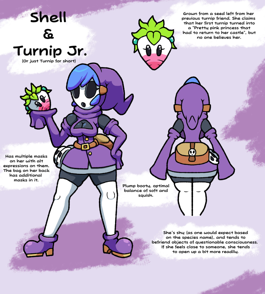 ass breasts busty chabble character_sheet clothing english_text female humanoid mario_(series) mask shy_gal standing super_mario_bros._2 text turnip