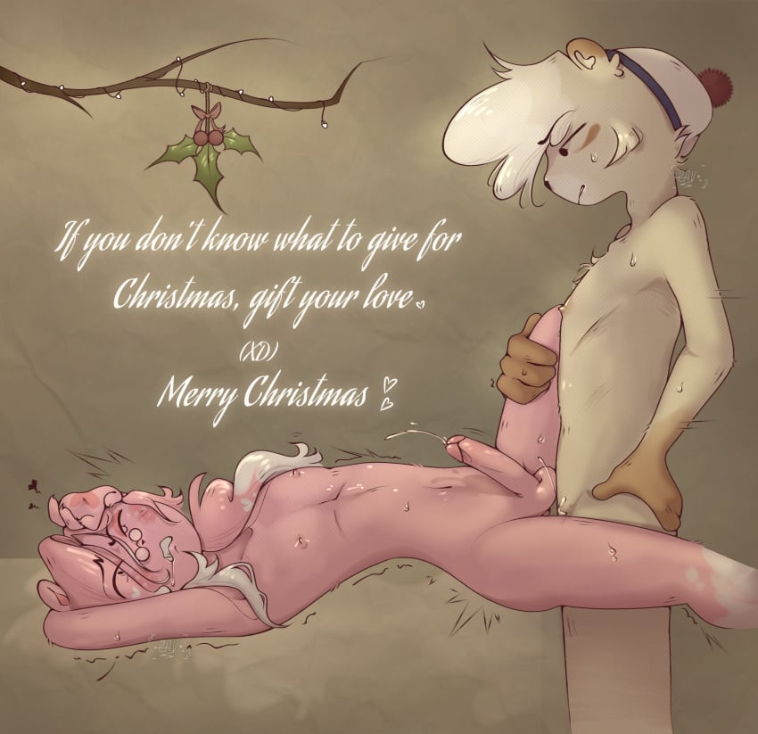 anthro anthro_on_anthro anthro_only anthro_penetrated anthro_penetrating anthro_penetrating_anthro bear bear_boy bright_light christmas cock cum dick digital_art digital_drawing_(artwork) digital_media digital_media_(artwork) digital_painting_(artwork) dominant_male domination eggnog_(flavor_frenzy) femboy feminine_male flavor_frenzy furry gay gay_anal gay_sex hard_sex headgear headwear hurt_expression meuramess missionary missionary_position missionary_sex mistletoe pain painful pineberry_(flavor_frenzy) pleasure_face pleasure_pain roblox roblox_game saliva saliva_drip submissive submissive_male sweat sweatdrop