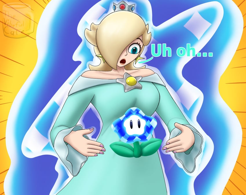 1girls ass_expansion blonde_hair breast_expansion clothed clothing dress female female_only mario_(series) nintendo princess_rosalina standing super_mario_bros. super_mario_bros._wonder super_mario_galaxy thevibefulcafe wonder_flower