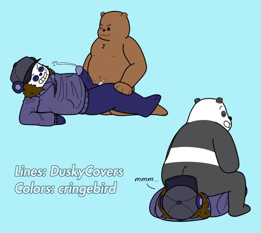 2022 anal ass bear chubby collaboration cringebird cum cum_inside cum_on_body cum_on_clothes cum_on_face cumshot duskycovers facesitting grizzly_(wbb) grizzly_bear hat hoodie male nikolai_(cringebird) non-human non-human_only nonbinary panda_(wbb) sex snapback tagme text toony ursid we_bare_bears