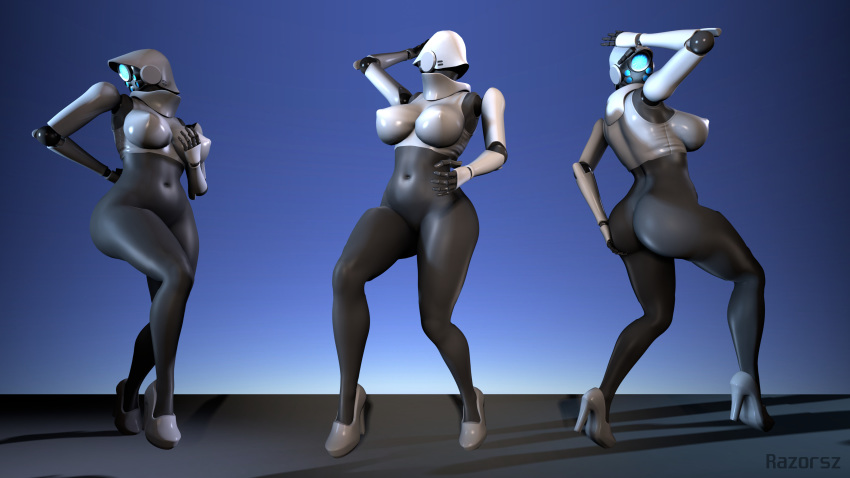 3d absurd_res big_breasts breasts digital_media_(artwork) female hi_res humanoid machine nipples nude pussy razorsz robot signature thick_thighs