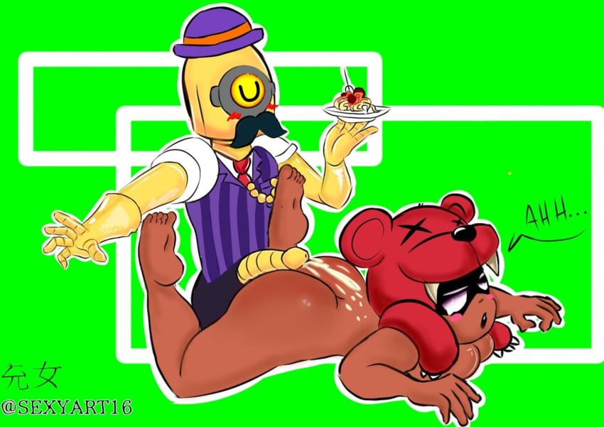 ass barley_(brawl_stars) big_ass brawl_stars breasts completely_nude_female cum cum_in_ass feet feet_up nita_(brawl_stars) open_mouth penis penis_in_ass sexyart16