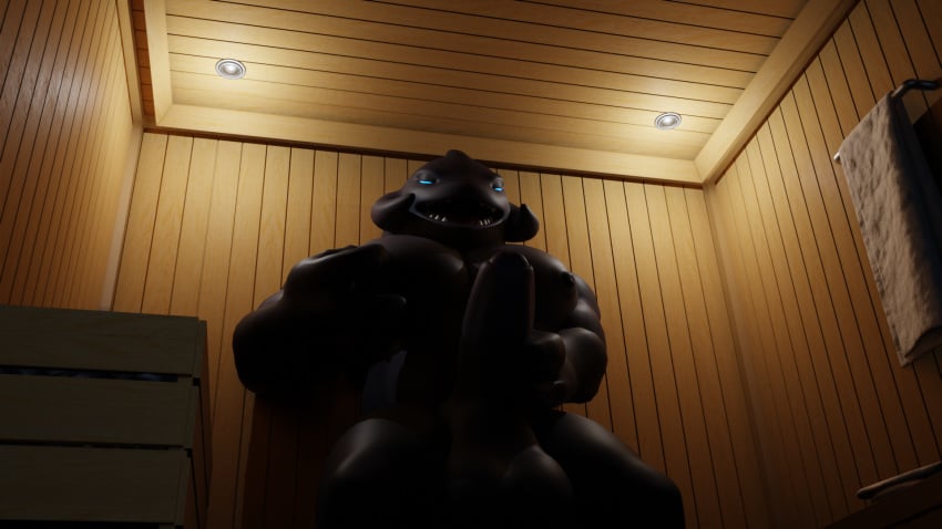 16:9 3d_(artwork) alien anthro balls blue_eyes digital_media_(artwork) disney erection fenriswuffy gantu genitals glowing glowing_eyes grey_body grey_skin hi_res lilo_and_stitch male masturbation muscular muscular_male nipple_fetish nipple_play nipples nude open_mouth penis sauna solo widescreen