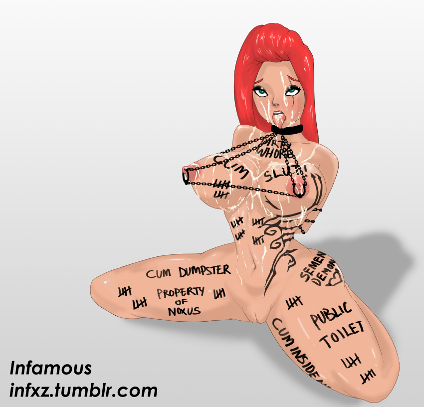 body_writing infxz katarina_du_couteau league_of_legends nipple_torture