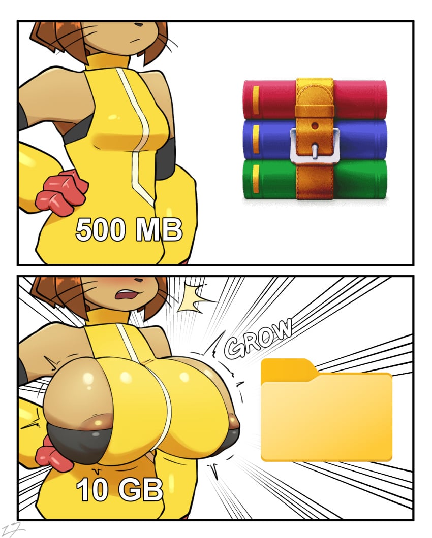 1girls 2026 2d 2d_(artwork) animal_humanoid areola areola_bulge areola_slip areolae areolae_slip bare_shoulders big_breasts blush blushing breast_expansion breast_growth breast_growth_(enlargement) brown_body brown_fur brown_hair busty cat_girl catgirl cleavage clothed clothed_female clothing dark-skinned_female dark_skin decompressed_file_meme expansion exposed_areolae eyes_out_of_frame feline female female_only folder folder_icon gameoverse growth growth_sequence hi_res highres hourglass_figure huge_breasts i3i2455_ivi394 kit_(gameoverse) large_breasts meme short_hair slim slim_waist solo solo_female text voluptuous voluptuous_female waist whiskers windows windows_11 winrar