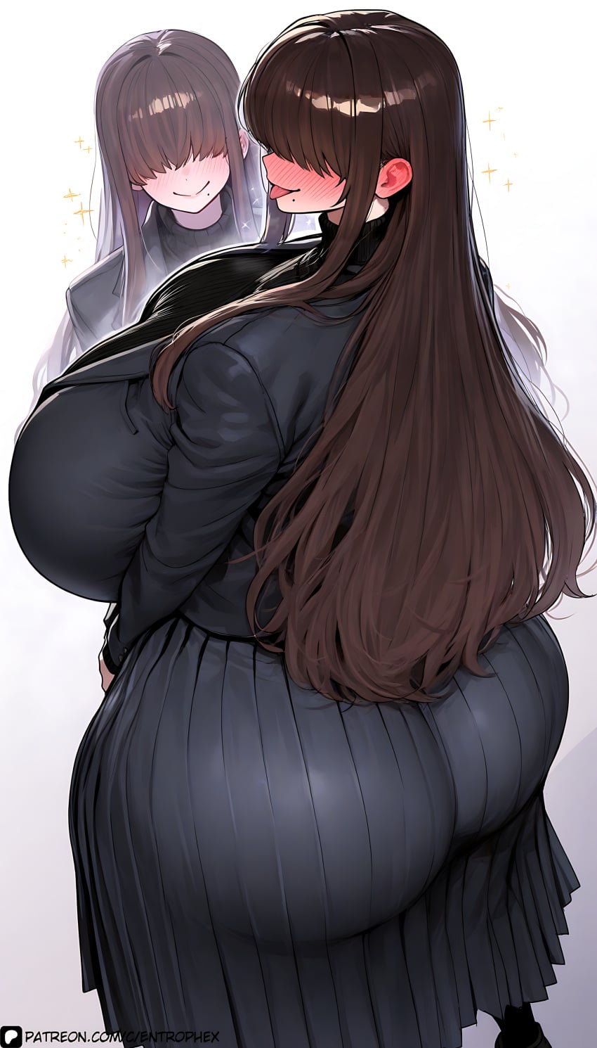 100_kanojo 1girls 3:4 ai ai-created ai_art ai_assisted ai_female ai_generated artist_logo artist_name artist_request artist_signature artist_upload artist_website black_skirt black_sweater brown_hair contrapposto digital_art digital_drawing digital_drawing_(artwork) digital_media digital_media_(artwork) digital_painting digital_painting_(artwork) ear_blush entrophex123 female_focus focus focus_on_female focus_on_human full_face_blush gigantic_ass gigantic_breasts hair_over_eyes high_heels high_quality high_resolution highres jacket kakure_meme patreon patreon_artist patreon_link patreon_logo patreon_reward patreon_url patreon_username pleated_skirt smile solo_female solo_focus solo_in_panel v_arms very_long_hair watermark wide_hips