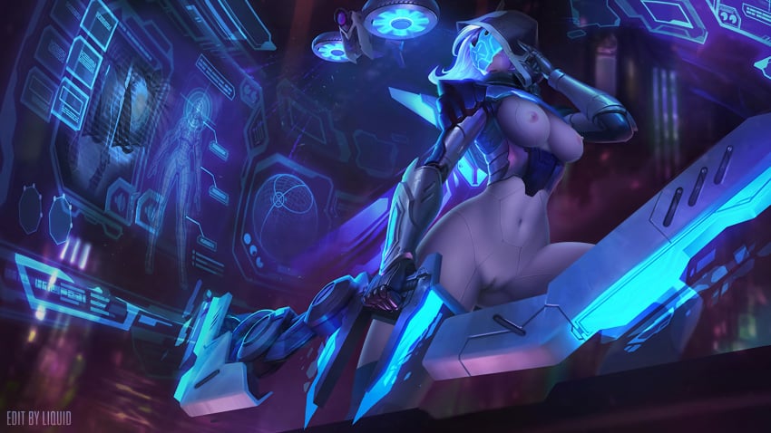 ashe_(league_of_legends) blue-tinted_eyewear breasts league_of_legends liquidshadow project_ashe project_series pussy tagme visor