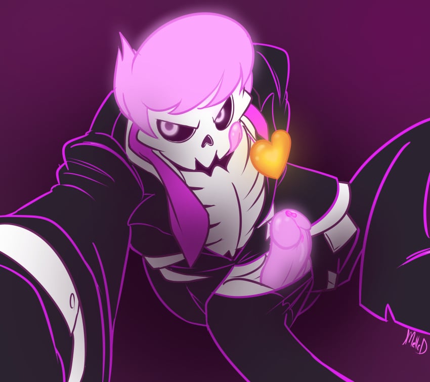 1boy 2017 absurd_res animated_skeleton bone clothing clothing_undone ghost glowing glowing_eyes glowing_penis hair hi_res holding_camera holding_object lewis_the_skeleton male male_only melle-d_(artist) mystery_skulls penis pink_background pink_eyes pink_hair pink_penis pink_tongue see-through see-through_penis simple_background skeleton solo spirit suit tongue tongue_out undead