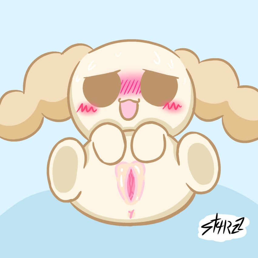 1girls anus chiffon_(cinnamoroll) cinnamoroll_(series) female female_only presenting_pussy pussy sanrio showing_pussy simple_background simple_shading solo solo_female st4rzzz submissive_female tagme yellow_fur