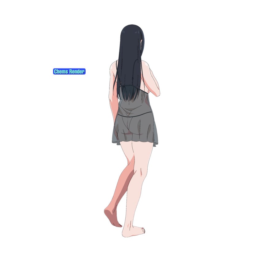 2020s 2023 absurd_res artist_logo big_breasts black_hair_female female milf my_mother_the_animation nush_(xter) plussinger rear_view see-through_camisole see-through_clothing see-through_panties transparent_background