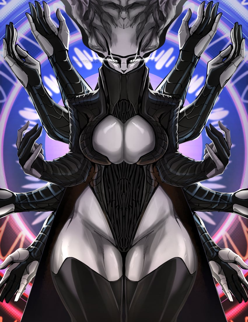 10_arms 1girls boob_window breasts bungie cleavage cleavage_cutout destiny_(game) destiny_2 female large_breasts looking_at_viewer multi_arm multi_limb muscular muscular_female muscular_thighs runawaystride tagme the_witness thick_ass thick_thighs thighs unusual_anatomy white_body white_skin