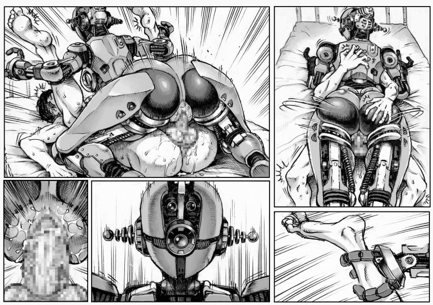 1boy 1boy1girl 1girls 2017 amazon_position ass ass_grab assaultron censored comic double_deck duo embrace fallout female kl-e-0 machine monochrome penetration pussy robot sole_survivor sole_survivor_(male) straight sweat vaginal_penetration