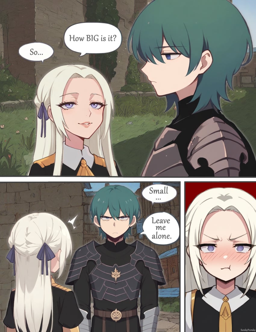 ai_generated byleth_(fire_emblem)_(male) comic_page edelgard_von_hresvelg fire_emblem fire_emblem:_three_houses garreg_mach_monastery_uniform no_sex sunday_poonday