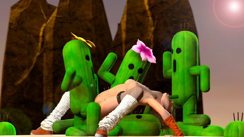 1girls 3d ambiguous_consent ambiguous_penetration asian_female bent_over bent_over_backwards black_hair breasts cactuar cactus cactus_humanoid crab_pose desert double_penetration final_fantasy final_fantasy_vii final_fantasy_vii_remake fishnets gangbang group group_sex lens_flare mktrreekky monster mostly_nude needle needles ninja nipples oral oral_sex penis penis_in_mouth puncture_wound puncture_wounds short_hair source_filmmaker teenage_girl teenager yuffie_kisaragi