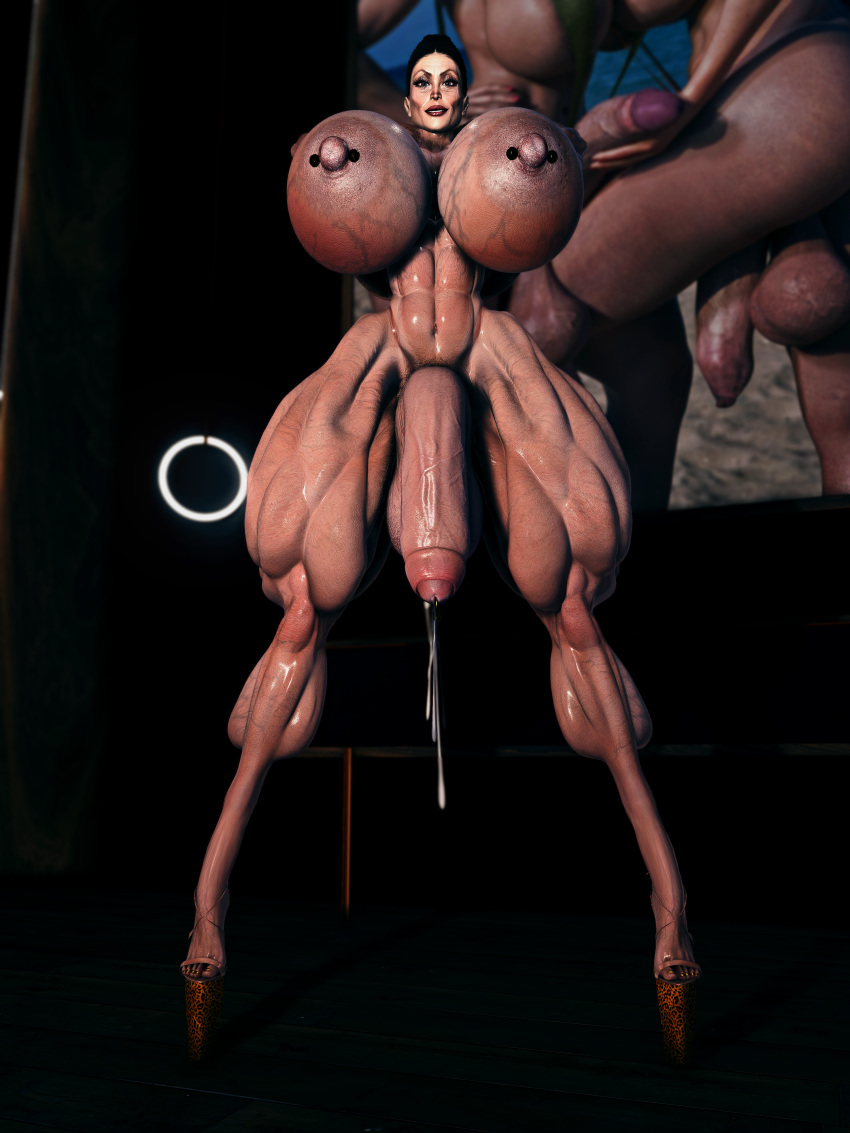 3d abs arms_behind_head bimbo high_heels huge_breasts long_penis looking_at_viewer mature mature_female mature_futa muscular muscular_female muscular_futanari oc platform_heels second_life self_upload standing thesusman thick_thighs