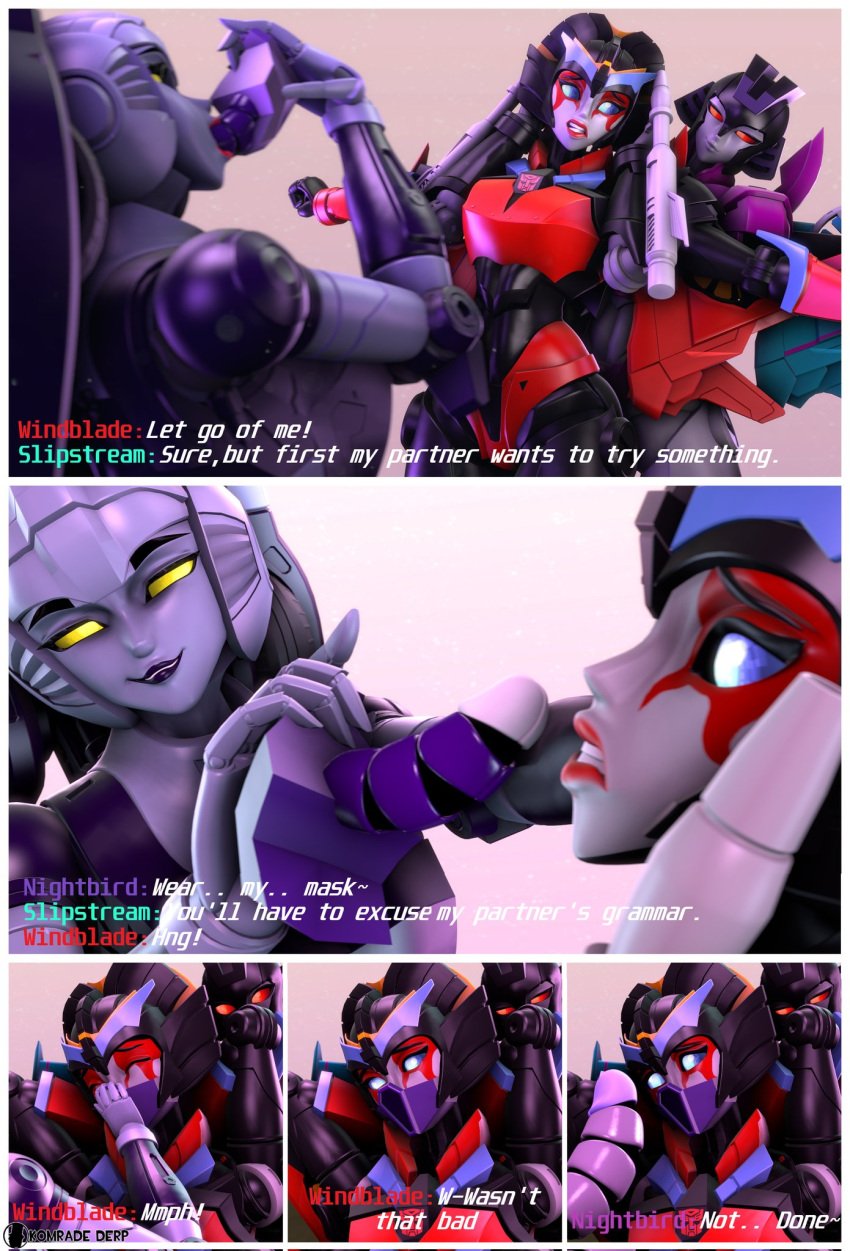 3d 3girls comic dildo dildo_mask komradederp nightbird_(transformers) robot robot_girl slipstream tagme text transformers windblade