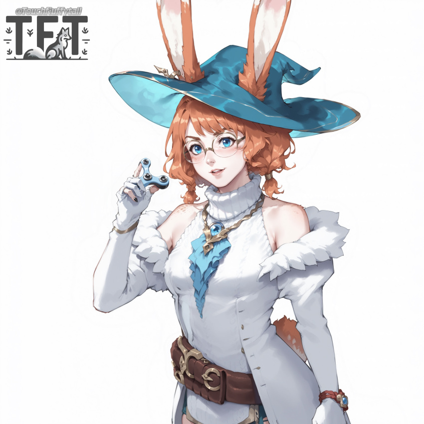 ai_generated aurora_(league_of_legends) blue_eyes bunny_ears bunny_girl fidget_spinner league_of_legends orange_hair touchfluffytails