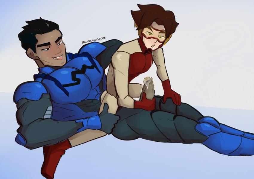 bart_allen blue_beetle duo gay male/male penis saliva superhero yaoi young_justice