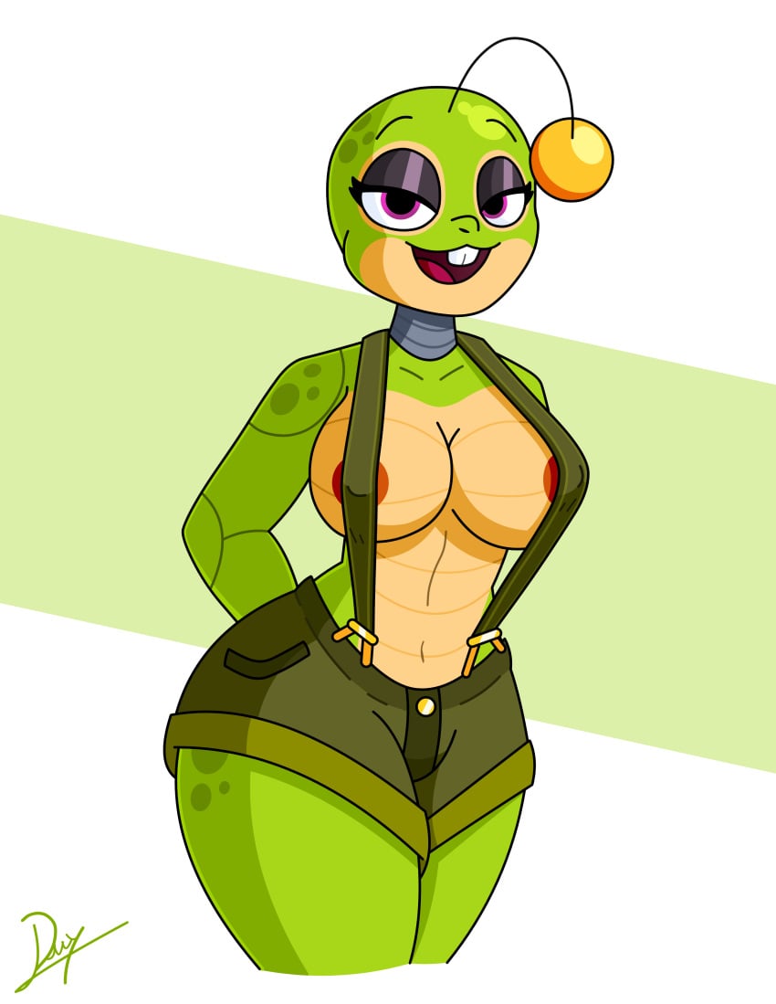 big_ass big_breasts big_thighs drafflexy female female_only fnaf frog frog_girl furry green_skin happy_frog purple_eyes seductive_look