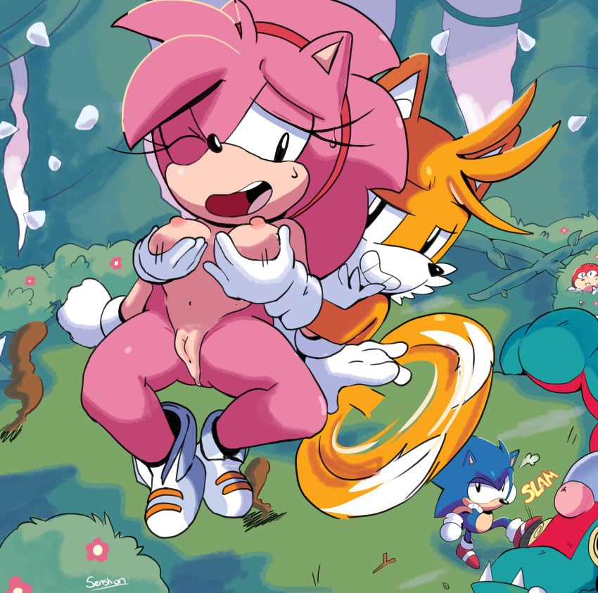 2017 absurd_res amy_rose angry anthro anthro_on_anthro anus big_breasts black_nose breasts canine classic_amy_rose classic_sonic classic_sonic_(universe) classic_tails clothing cuckold dipstick_tail duo_focus echidna female flying footwear fox fur grass group hair hairband hedgehog highres knuckles_the_echidna male mammal monotreme multicolored_tail naughty_face navel netorare nipples outside pink_hair pussy sega senshion short_hair signature smile sonic_(series) sonic_cd sonic_the_hedgehog sonic_the_hedgehog_(series) straight sweat tails team_sonic video_games white_fur yellow_fur